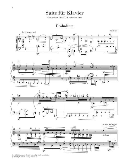 Suite Op.25 - 組曲 作品25 - シェーンベルク — 楽譜専門店 Crescendo alle