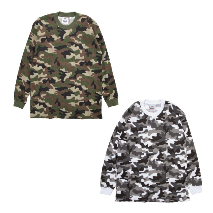 厚手8.1オンス ヘビーウェイト】待望の迷彩柄!! サーマル ロンT 長袖