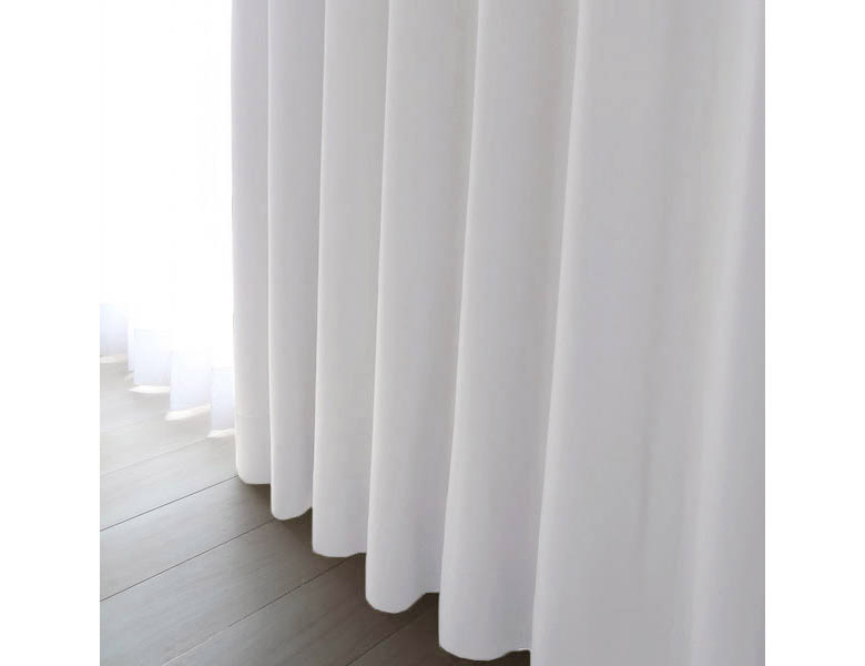 オリジナル無地ドレープカーテン 防炎＋遮光1級 ホワイトグレー