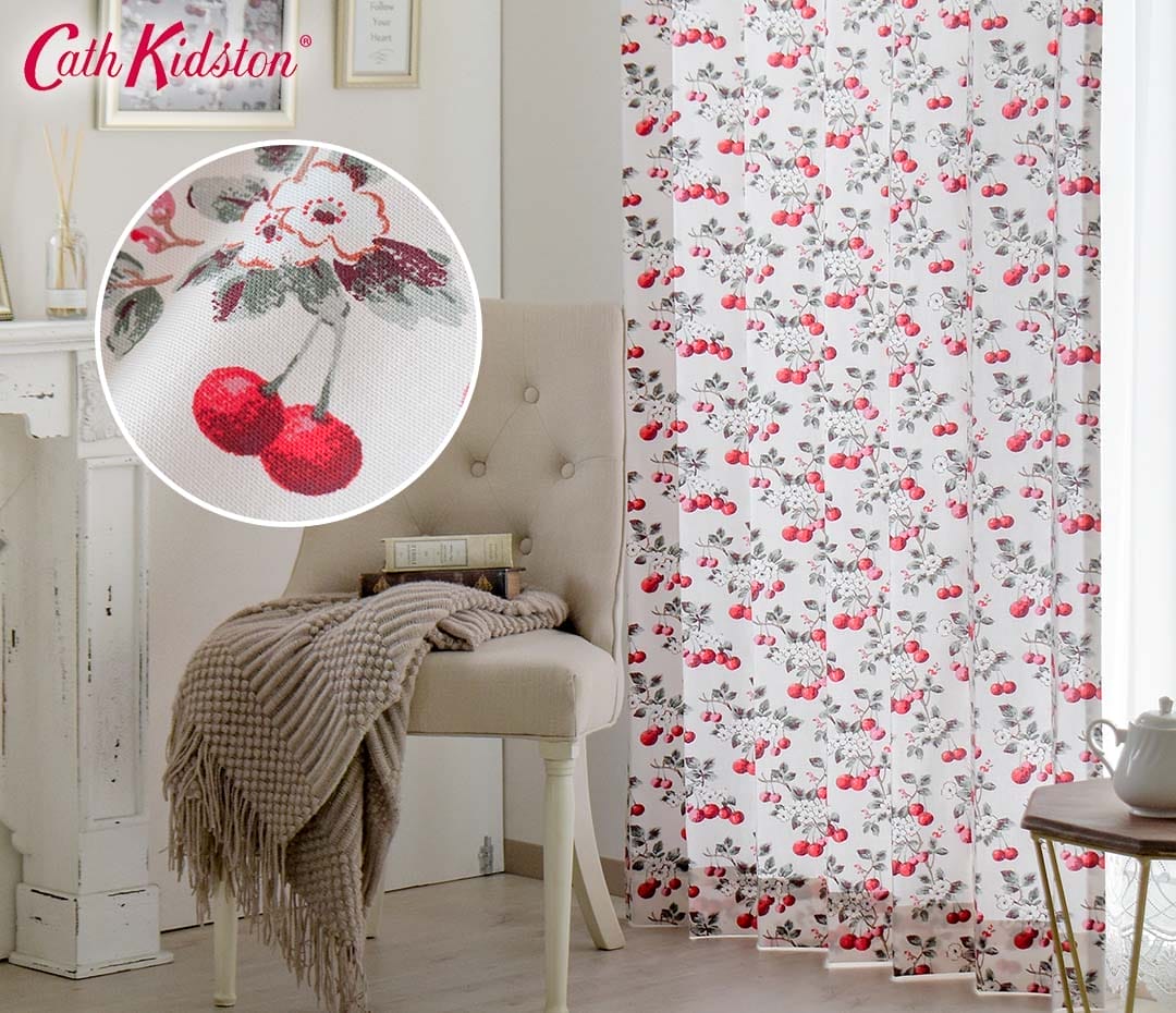 可愛いキュートなさくらんぼ柄「チェリースプリグ」 | カーテン通販