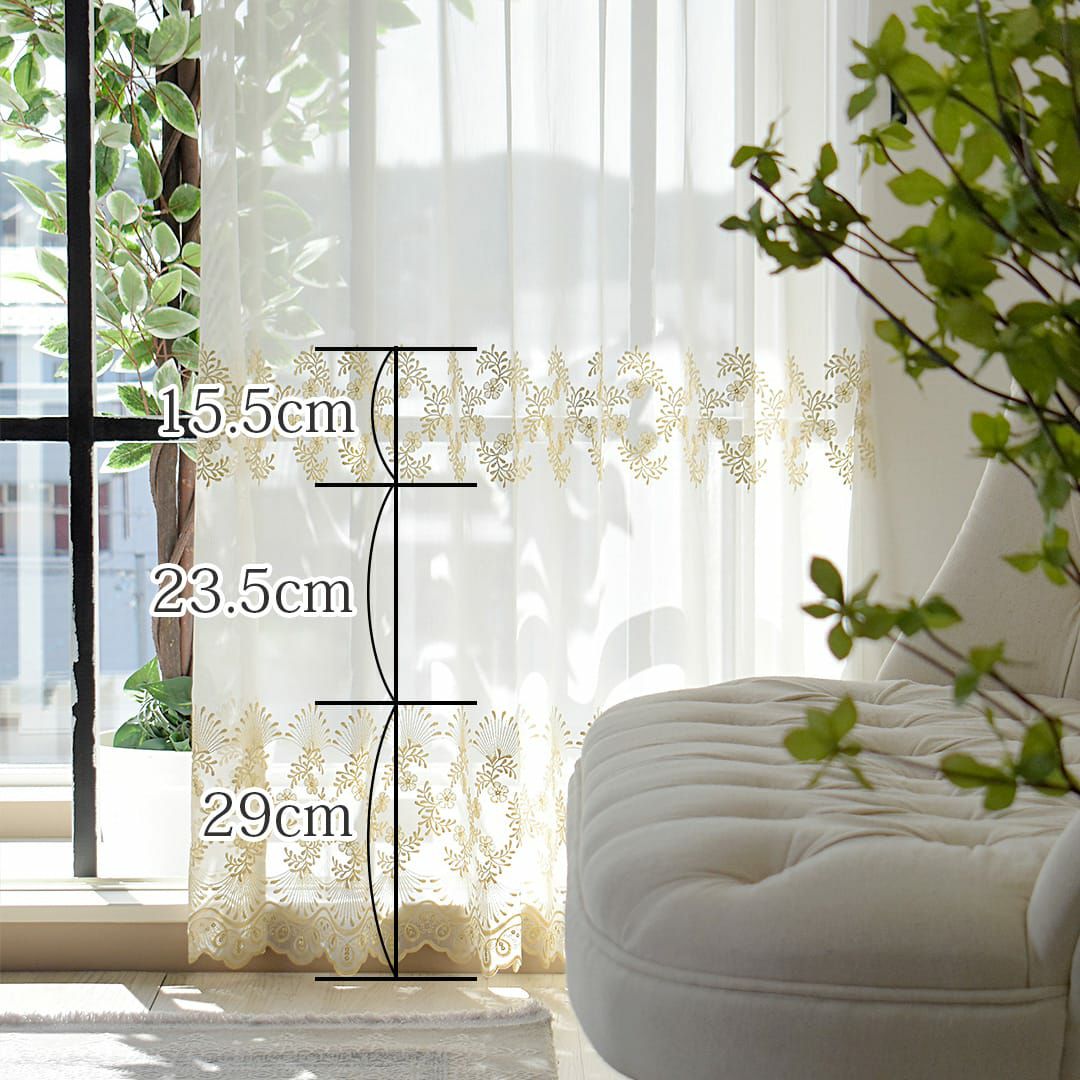 シャンパンゴールドの華やかなトルコ刺繍カフェカーテン| カーテン通販
