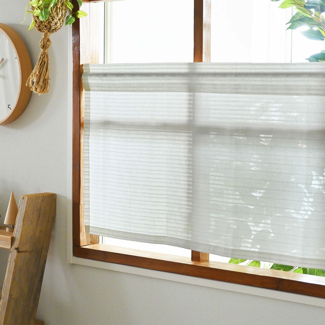 二重織りのナチュラルなレースカフェカーテン「グラニーライン