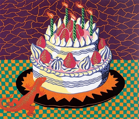 草間彌生 直筆サイン 水彩／ペーパーボード 《蝶》