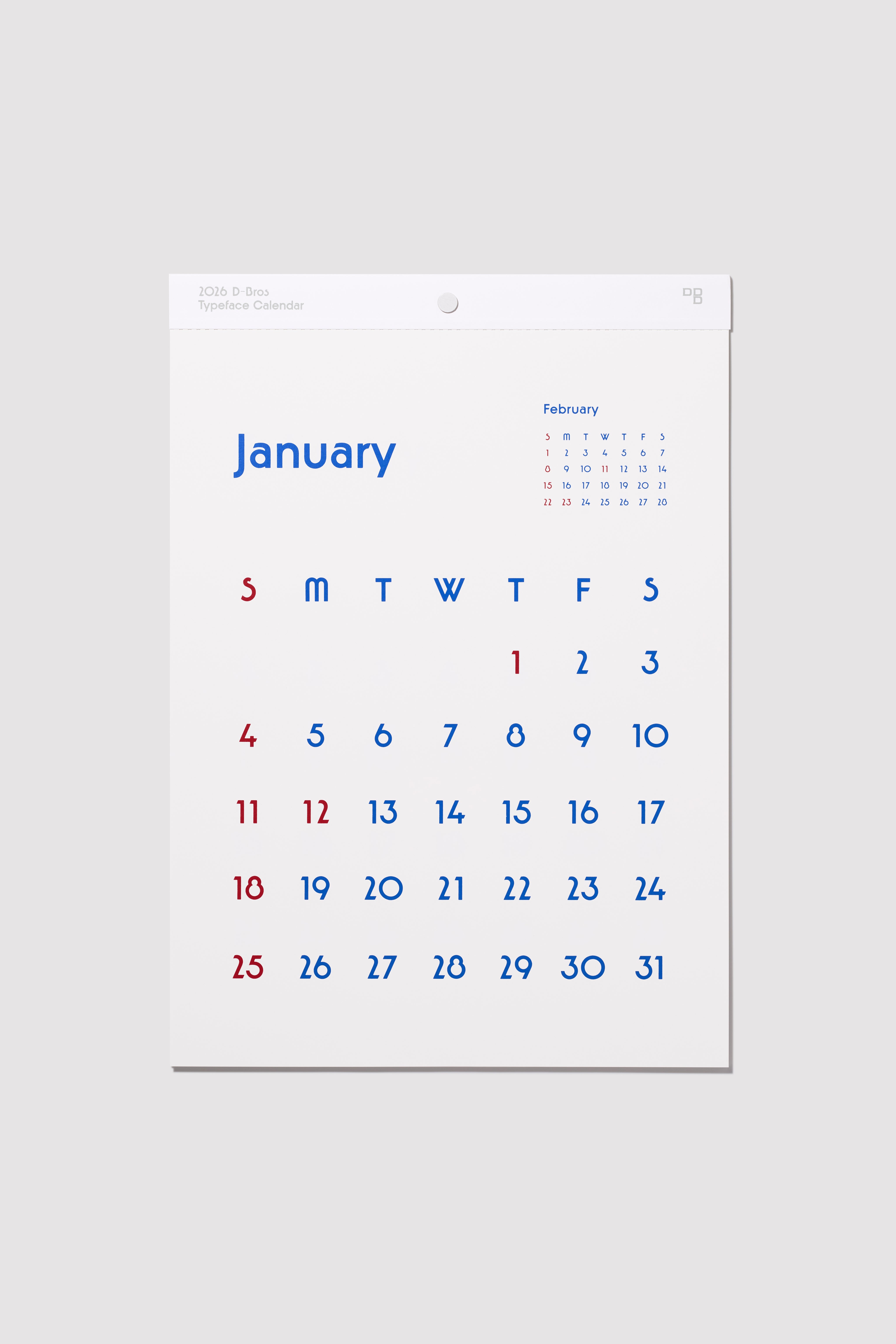 2026 Typeface Calendar | D-BROS
