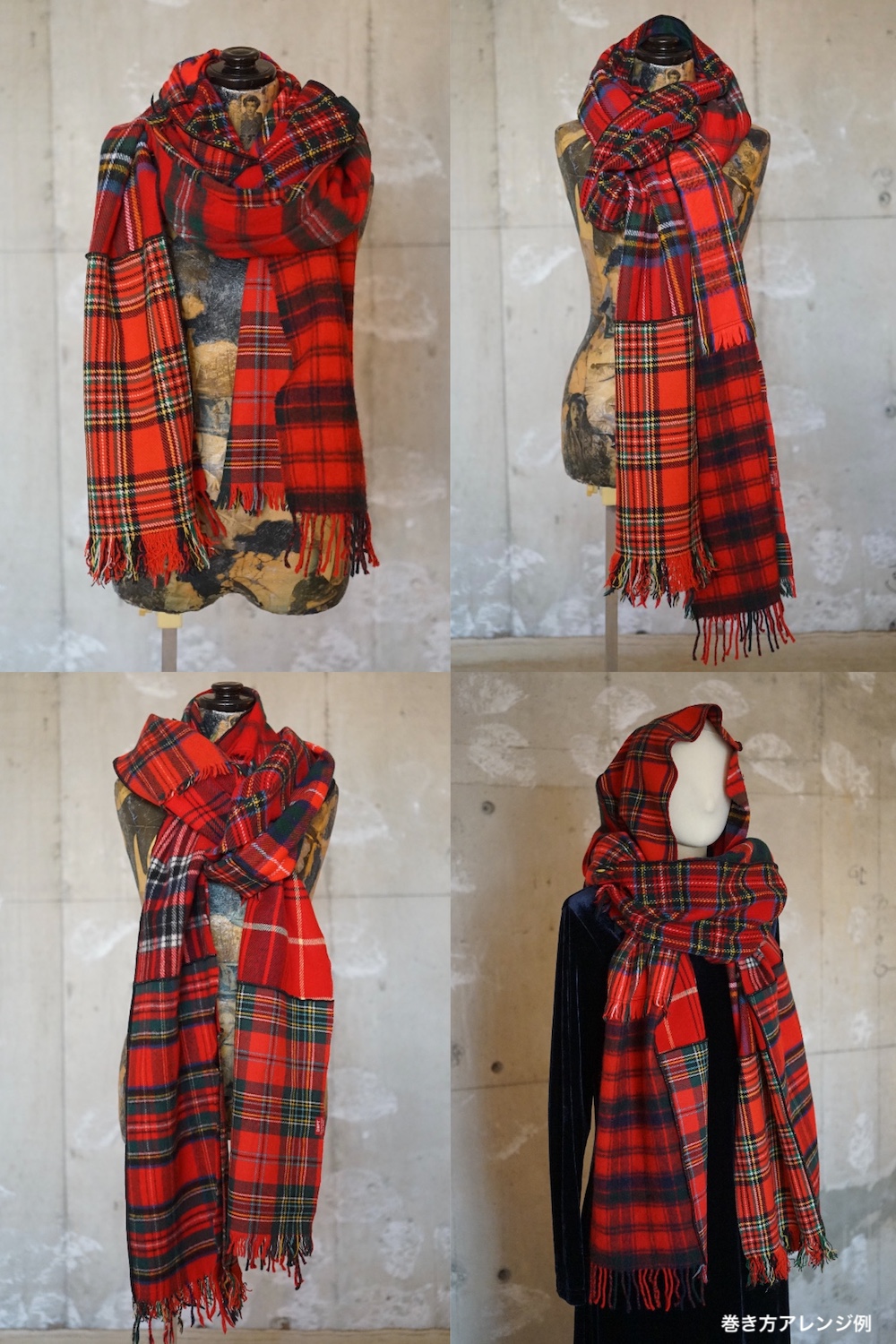 DEPT CRAZY CHECK LONG SCARF / L8 Red tone / DEPT Online Store