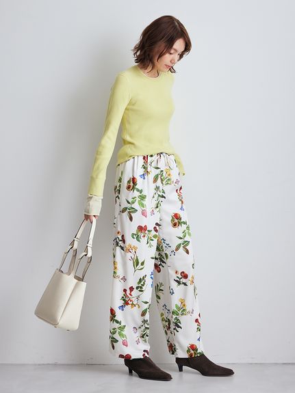 00サイズあり】ボタニカルウエストゴムイージーパンツ(ワイドパンツ