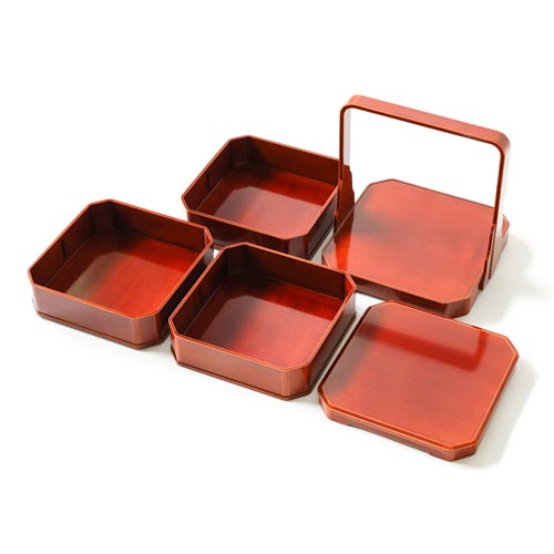 飛騨春慶 福壽漆器店 台付隅切三段重 伝統工芸品 木製 お重箱 | MUKU工房