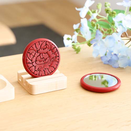 村上木彫堆朱 藤井漆工 姫鏡 伝統工芸品 木製 ハンドミラー | MUKU工房