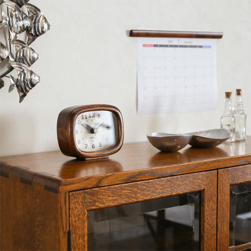 旭川家具 家具工房伊庭善 置き時計 国産クラフト 木製 置き時計 北海道