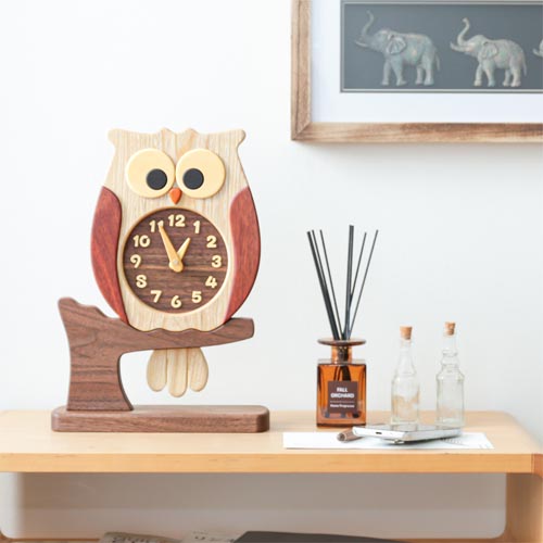 旭川クラフト Pecker 工房ペッカー F60-A ふくろう時計 置き型 国産