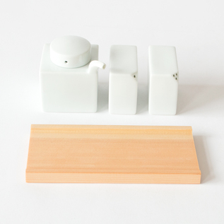 3点コンディメントセット（木台付）／白山陶器 （はくさんとうき
