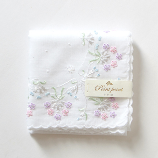 ポワンポワン ベトナム手刺繍ハンカチ フラワー／blooming