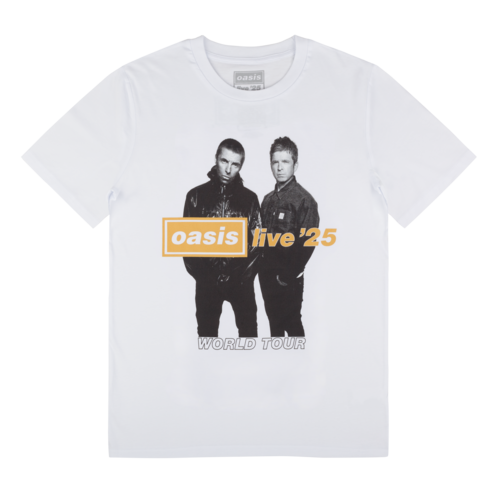 Oasis - Live '25 Gold Photo T-Shirt. T-Shirt, L - White. Oasis.