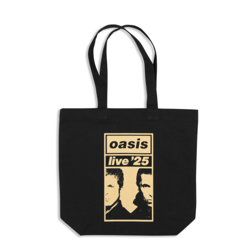 Oasis - Live '25 Gold Logo Tote Bag Black. Oasis.