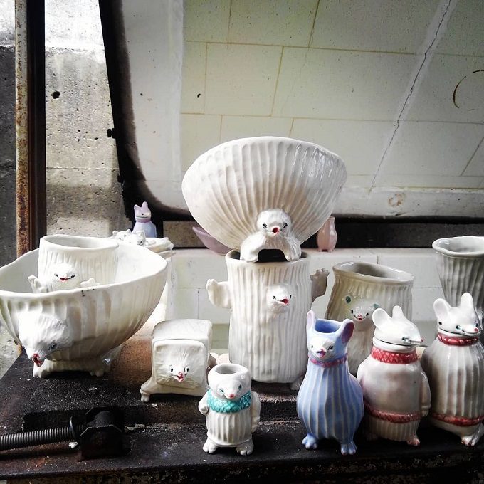 廣田哲哉 猫 小皿 トレイ 2枚セット 廣田哲哉 猫 小皿 トレイ 2枚