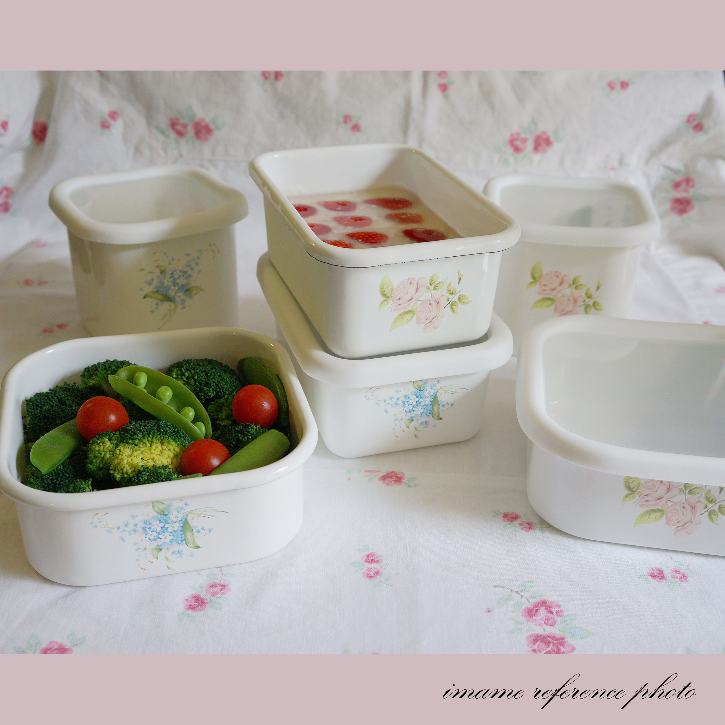 イマン スカーレットローズ imari バラの花柄保存容器 1970年製 イマン