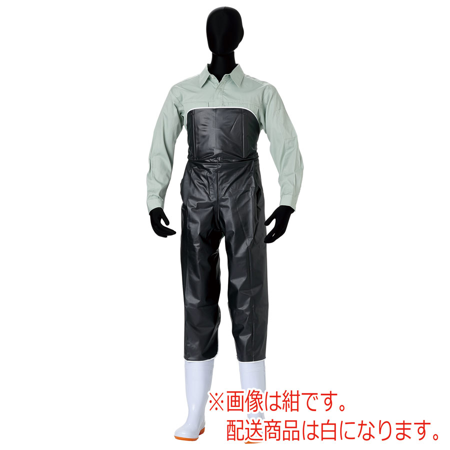 ワンタッチエプロン A型 （前割足部ホック止） 白 | 【ミドリ安全