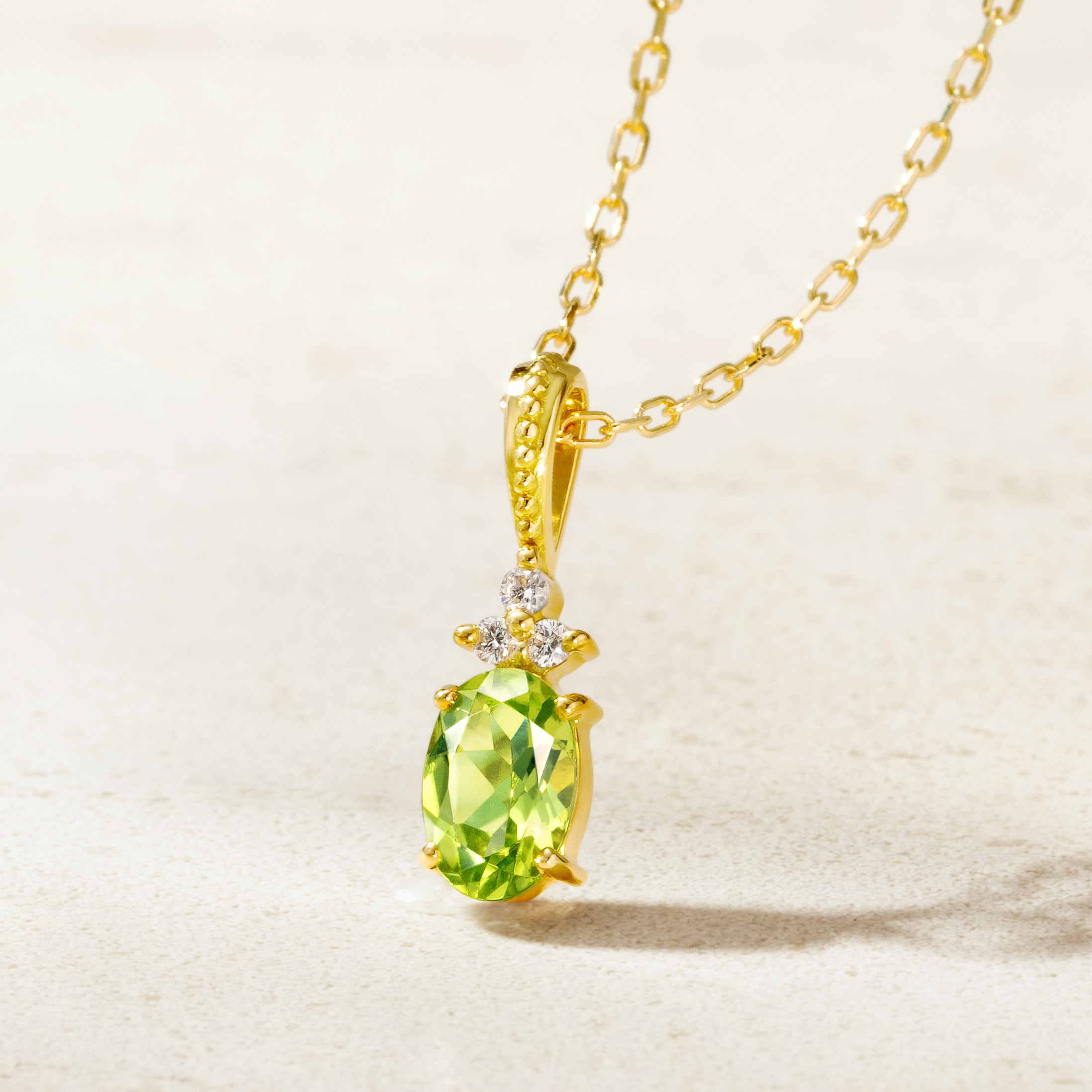 ビズー公式】ペリドット ダイヤモンド K18(18金) ペンダントトップ