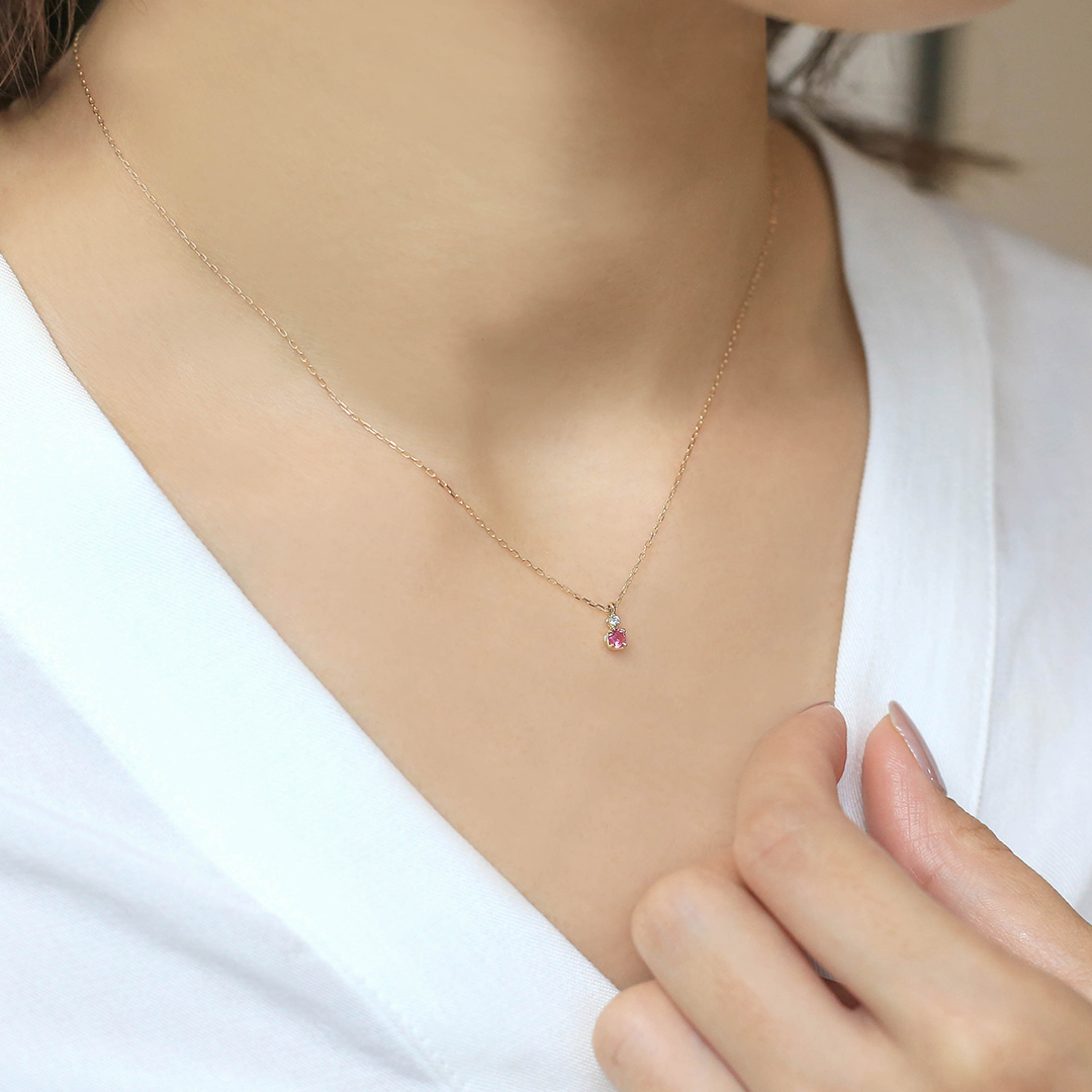 ビズー公式】ルベライト×ダイヤモンド K18/K10/PTネックレス・リゼッテ