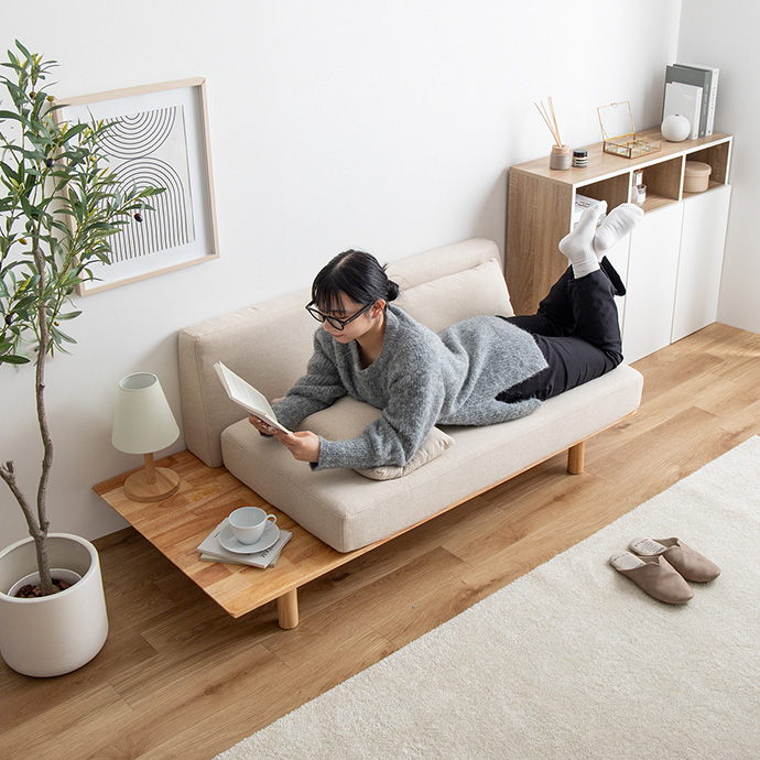 g146022]【幅150cm】Monica 2人掛けサイドテーブル付きソファ 2人掛け