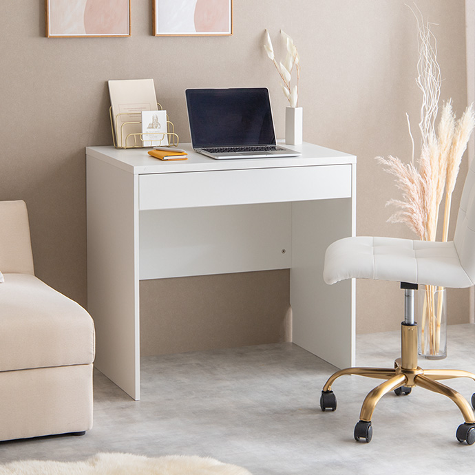 g152005]【幅80cm】Lino コンセント・引き出し付きデスク パソコン