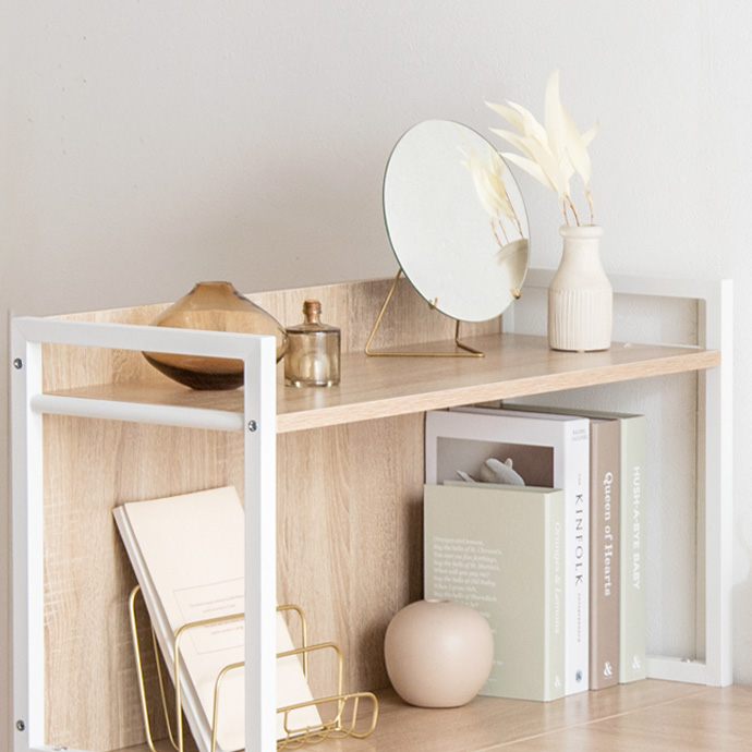 g159009]【幅120cm】Fine L字収納・棚付きデスク パソコンデスク