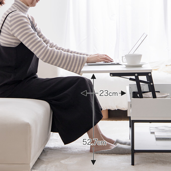 g159018]【幅80cm】Fika 昇降式センターテーブル 木製テーブル | 家具