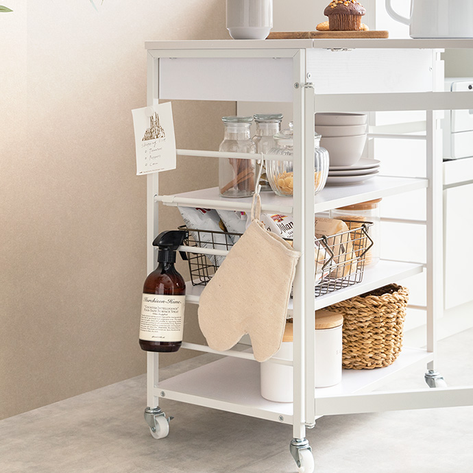 g159033]【幅36〜69cm】Cammy 伸縮式キッチンワゴン 収納雑貨 | 家具