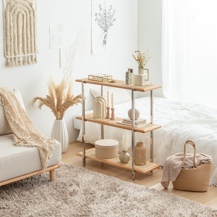 g160004]【幅80cm】Komero ラタン3段シェルフ ラック | 家具