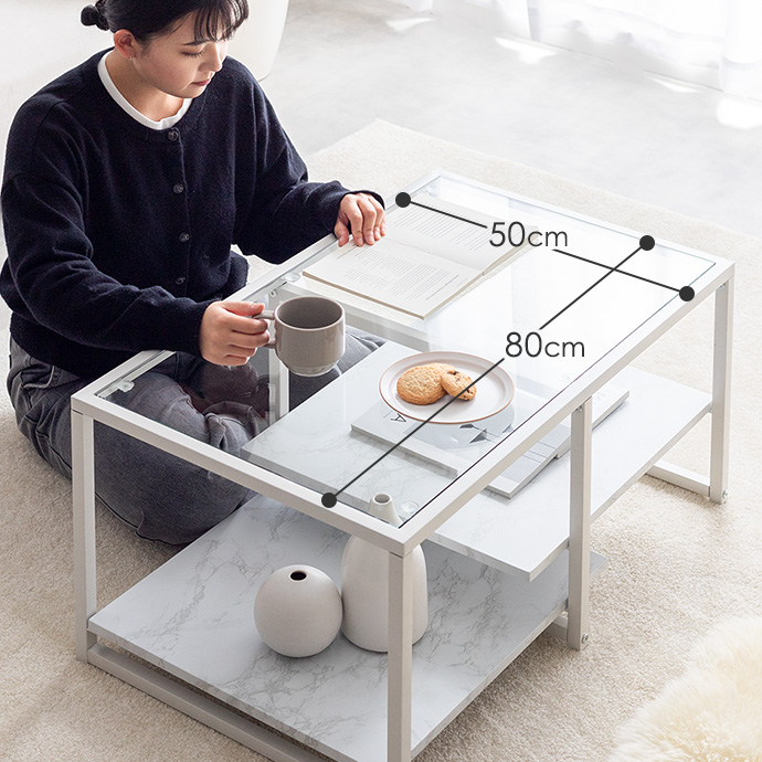 g169011]【幅80cm】Noy ガラス天板センターテーブル ガラステーブル
