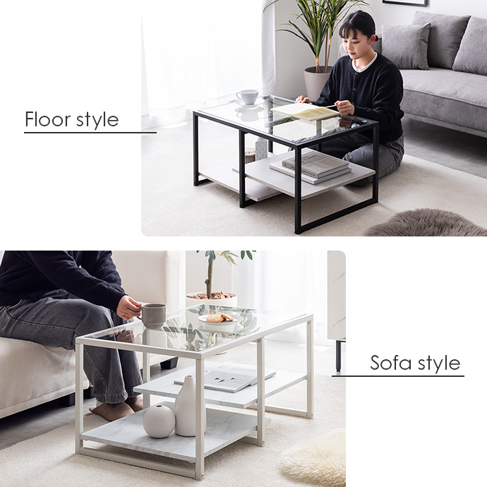 g169011]【幅80cm】Noy ガラス天板センターテーブル ガラステーブル