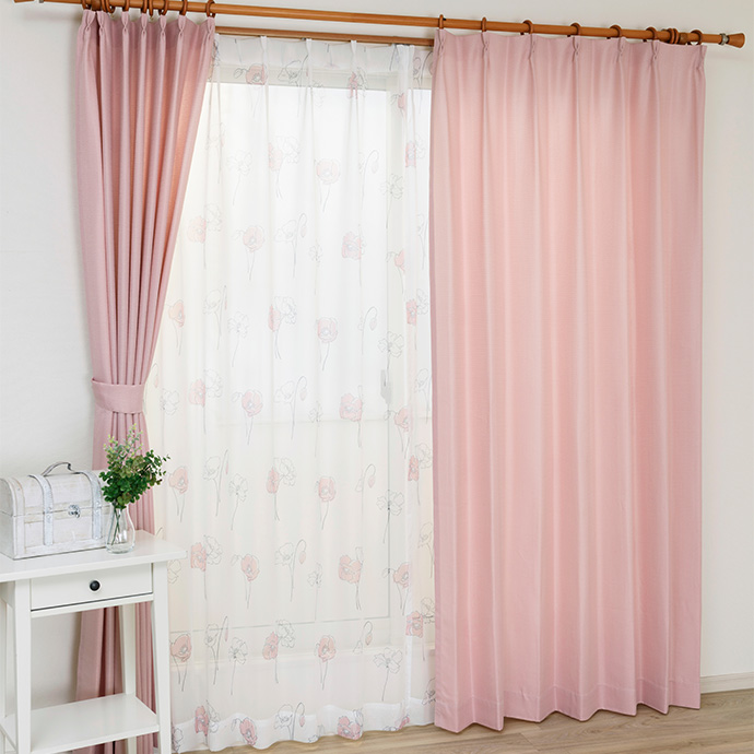 g171019]【4枚セット】NC ドレープカーテン2枚+プリントレース2枚