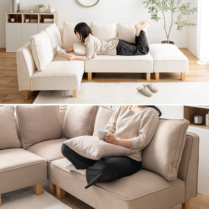 g118062]【2点セット】Cindy 2人掛けカウチソファ カウチソファー