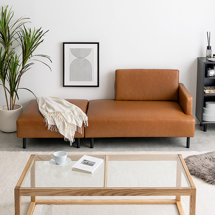 g118068]【幅178cm】Cody コンセント・オットマン付き2人掛けカウチ