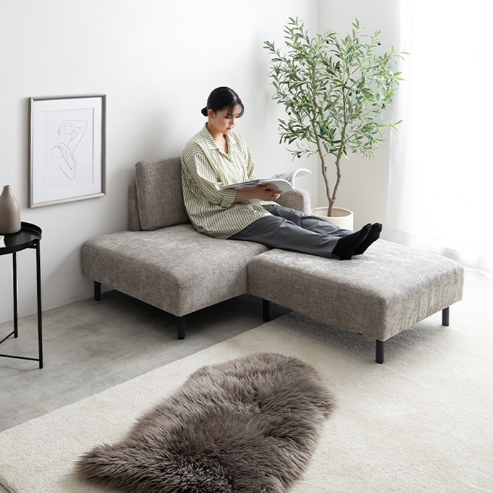 g118068]【幅178cm】Cody コンセント・オットマン付き2人掛けカウチ