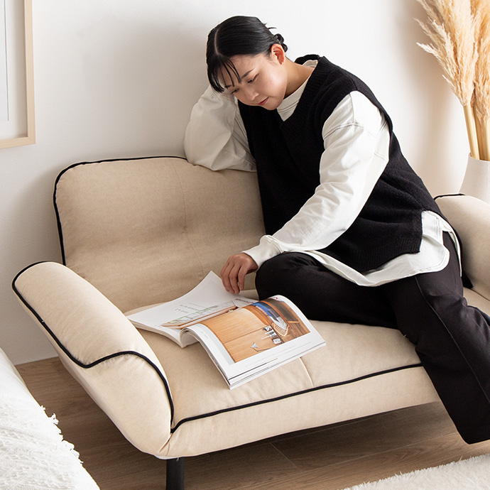 g118073]【幅118cm】Pique リクライニングソファ ソファーベッド