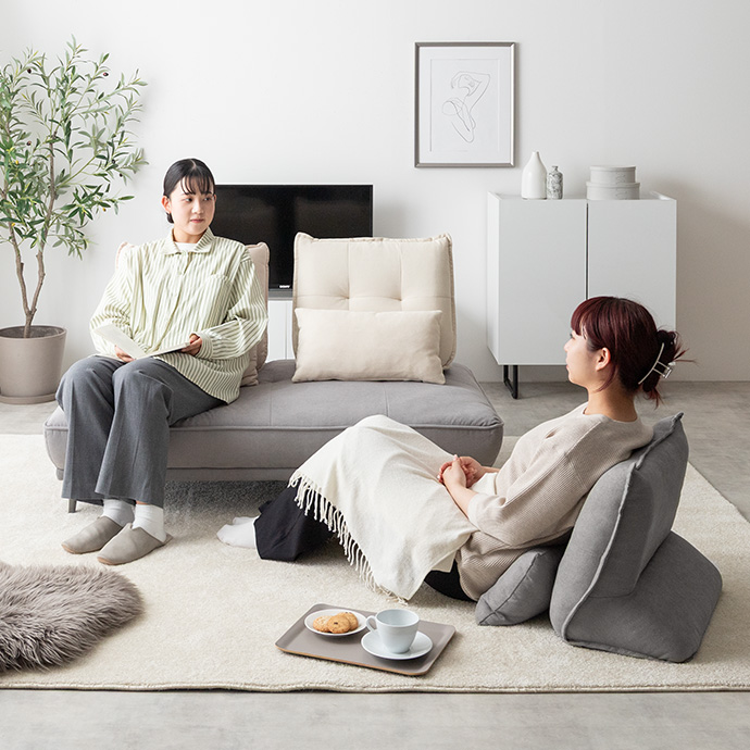 g118083]【3点セット】Pulau 2人掛けアイランドソファ+自立式背もたれ