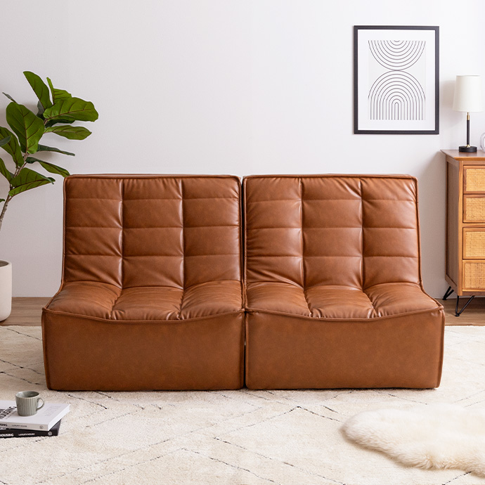 g118034]【2点セット】Hank PVCレザーソファ 2人掛けソファー | 家具