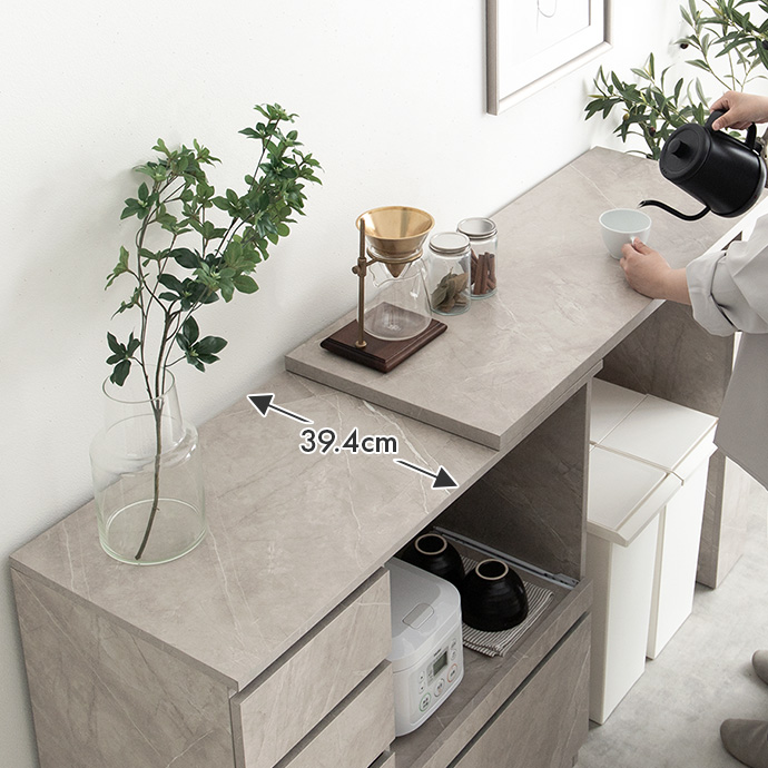 g134056]【幅100〜154.5cm】Cyrus 伸縮スライド台付きキッチン