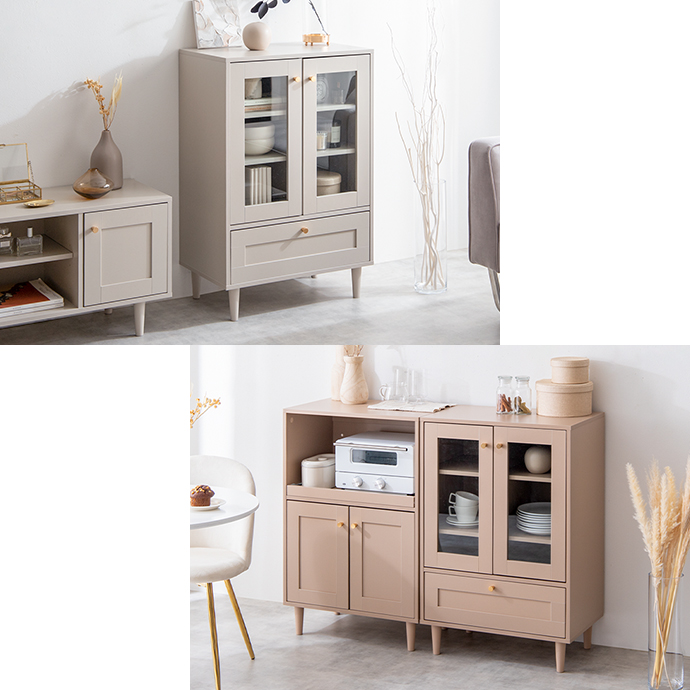 g138009]【幅60cm】Calan ガラスキャビネット キャビネット・チェスト