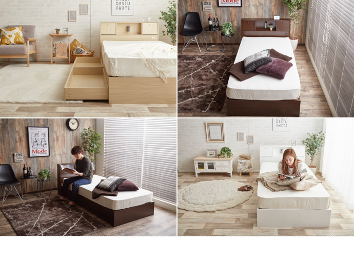 g7077]【シングル】Alloys(アロイス)引出し付ベッド 収納付きベッド