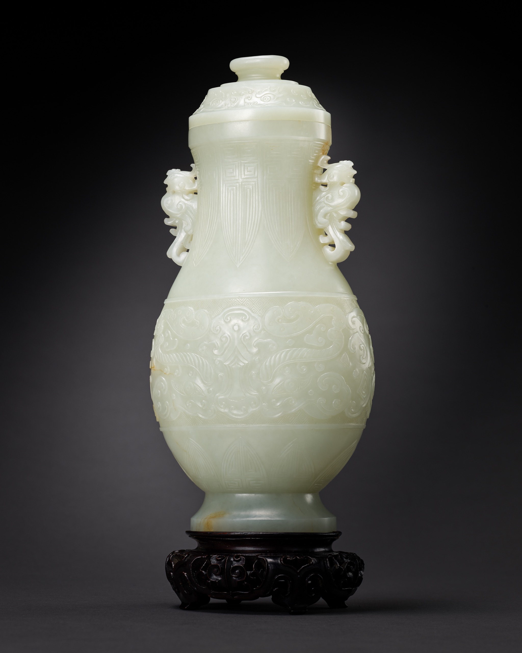 清乾隆白玉饕餮紋鳳耳蓋瓶｜2024春季- 帝圖拍賣- 領銜全台書畫文物類第