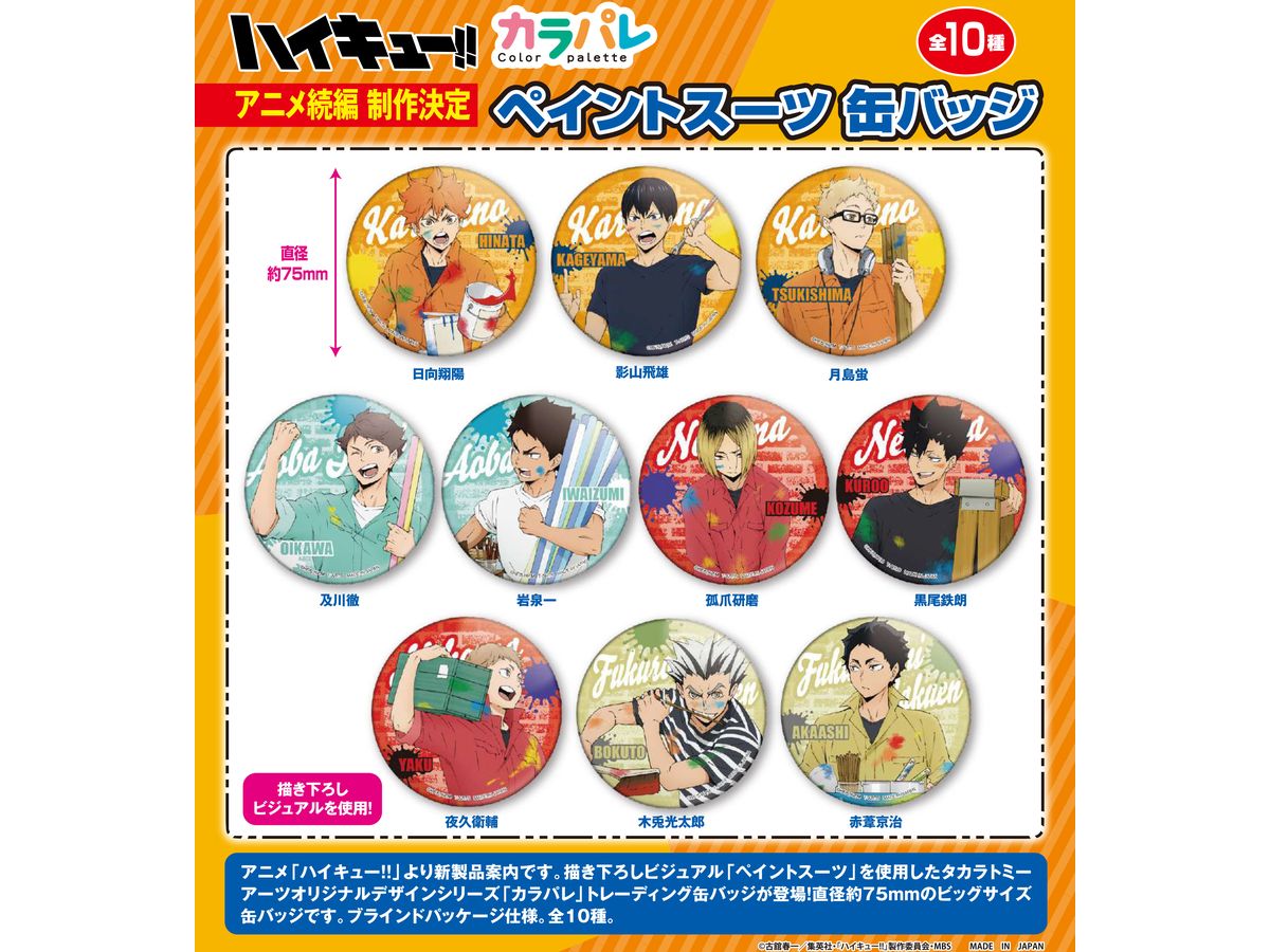 ハイキュー!! カラパレ ペイントスーツ 缶バッジ 1Box 10pcs | HLJ.co.jp