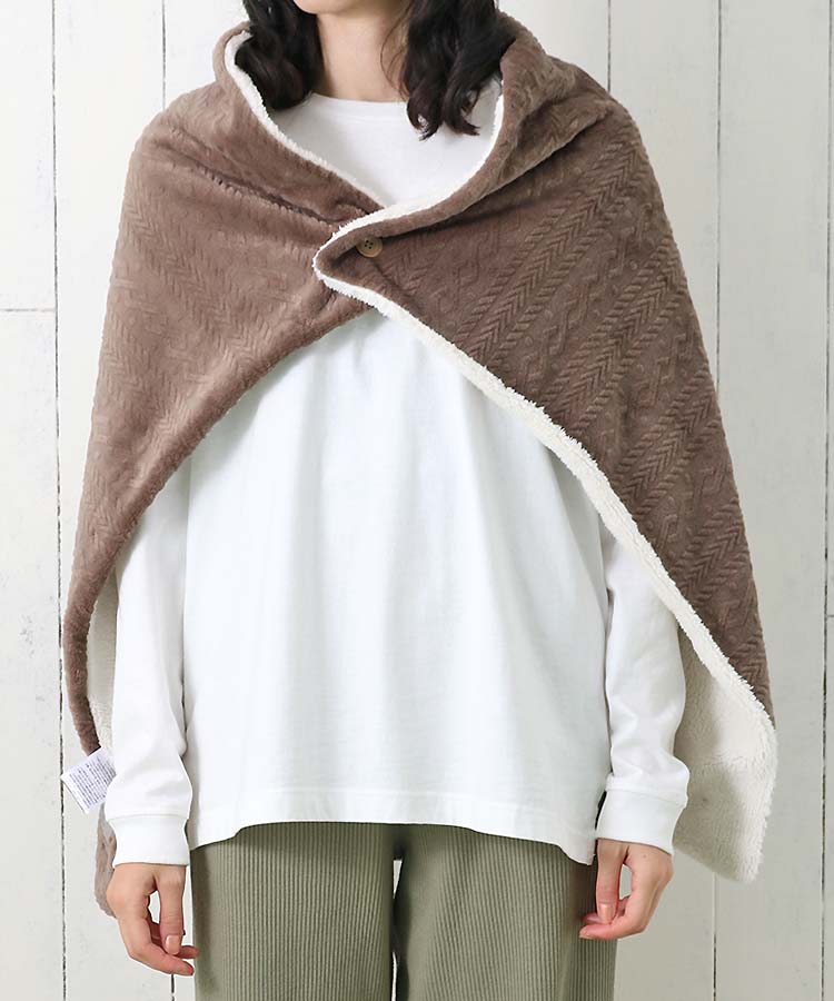 型押しマイクロ裏ボアブランケット(ブルーグリーン): ALL｜Bleu Bleuet