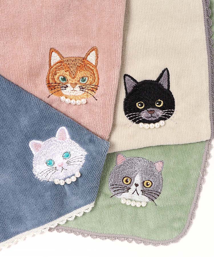 キャットパールタオルハンカチ ミニタオル ハンカチ 携帯小物 ねこ 猫
