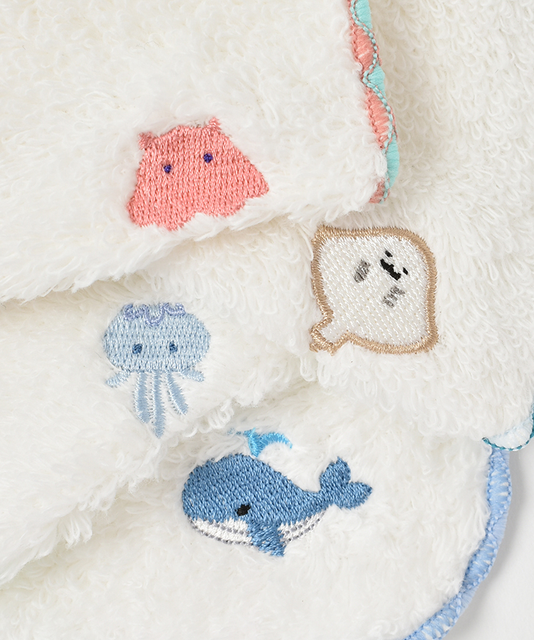 海の生き物プチ刺繍タオル ハンカチ バンダナ プレゼント ギフト プチ