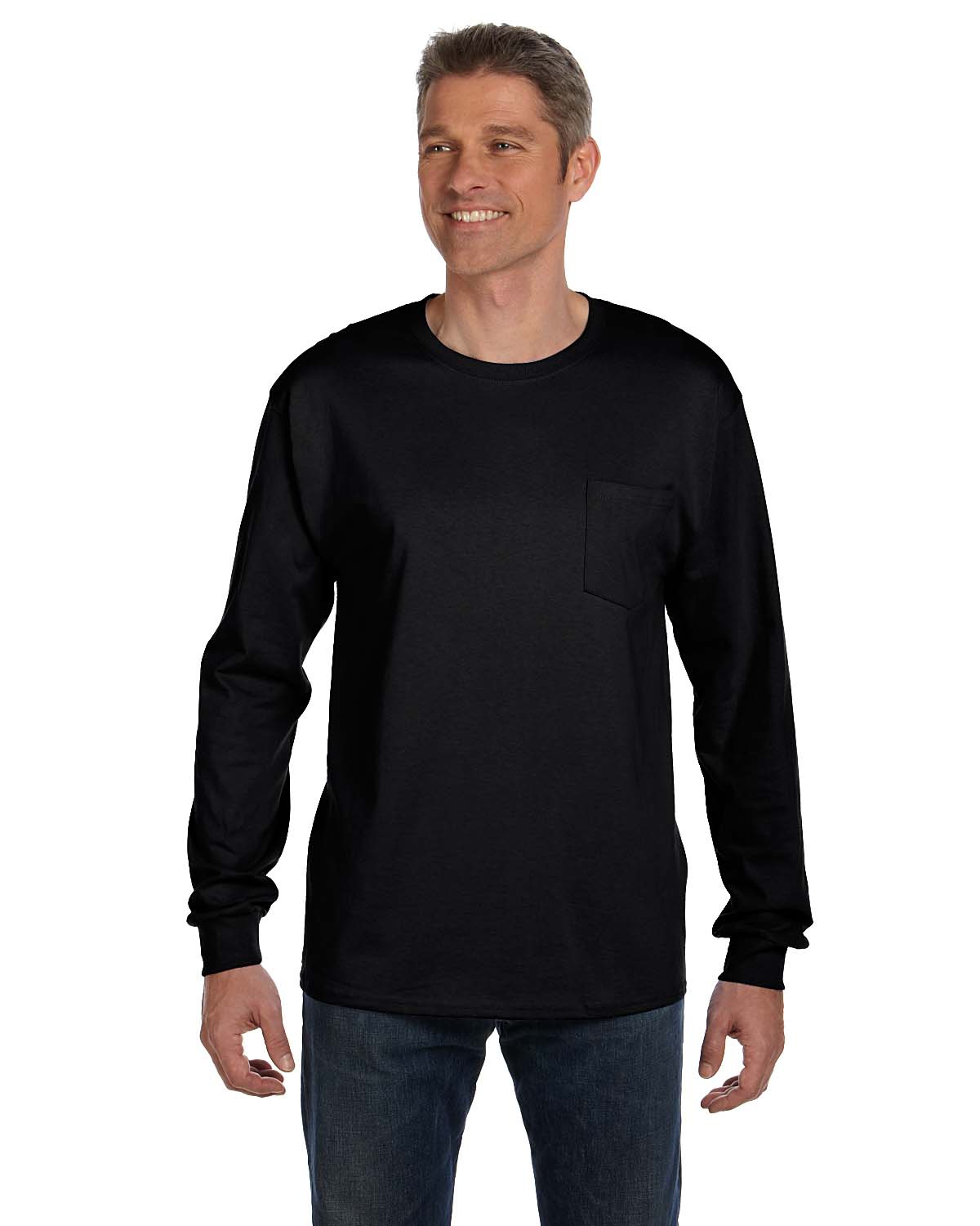 Shop Hanes Men's Tagless Long Sleeve Pocket T-Shirt