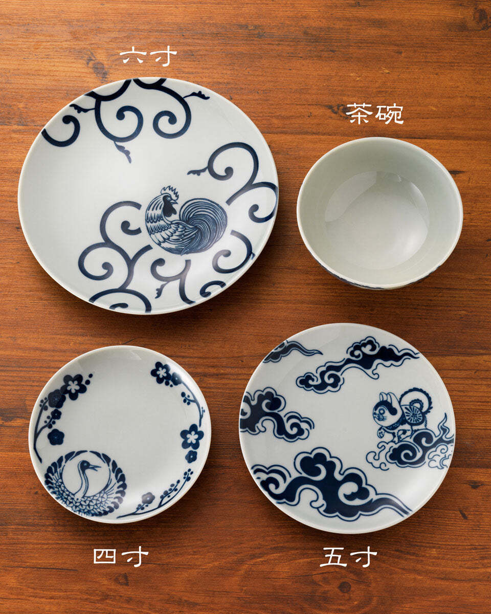 波佐見焼 五寸皿【鶴・青】 | 堀江陶器 | DCTgarden SHOPPING MALL
