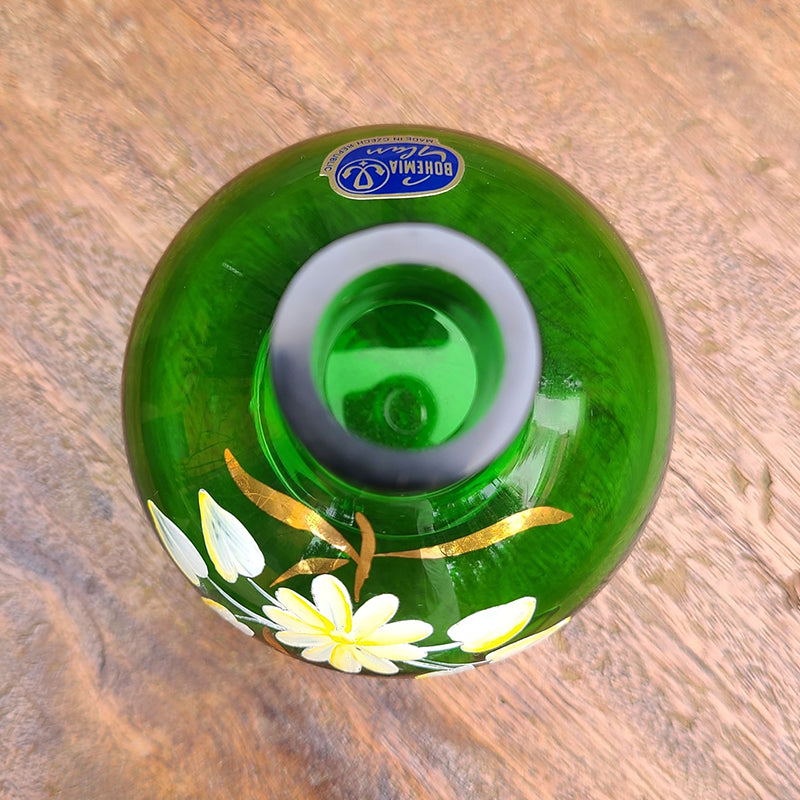 ボヘミアングラス緑花瓶 グリーン チェコ | アンティーク