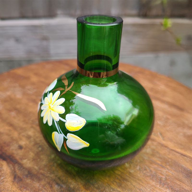 ボヘミアングラス緑花瓶 グリーン チェコ | アンティーク